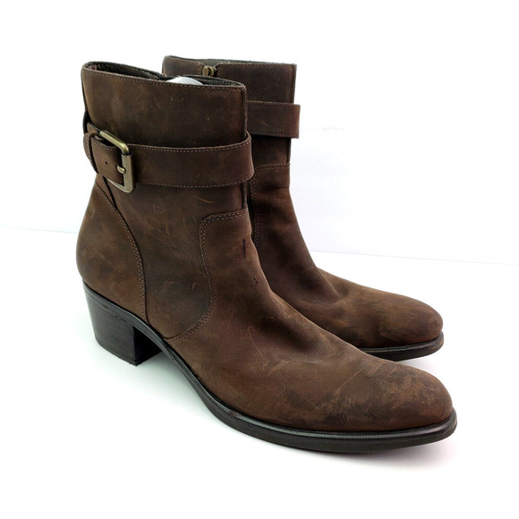 Cole Haan G Series Womens Size 10 B Brown Leather Side Zip 2" Heeled Boots D2634 - Picture 1 of 10